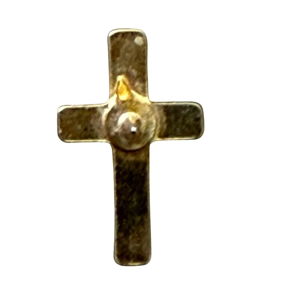 Gold Tone Christian Cross Lapel Pin Religious Faith Jewelry Made in USA